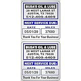 500 (Click for Qty & Color Options) Premium Full Color Synthetic Matt White Oil Change Reminder Stickers with Easy Peel Off. Ideal for Our TTR Printer or for Handwriting Customer Data. Blue