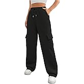 Verdusa Women's Cargo Sweatpants Straight Leg Athletic Long Pants Joggers with Pockets Fall Clothes