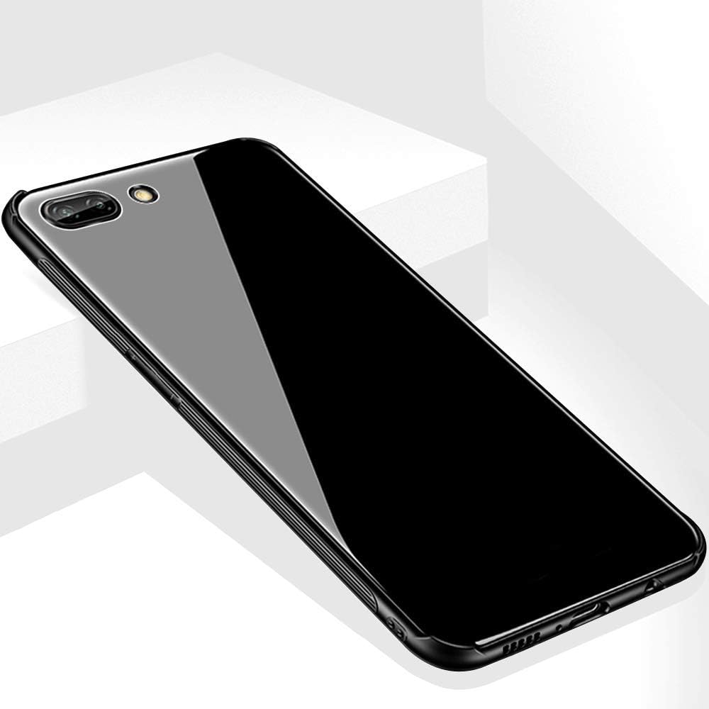 MOBICLONICS® Toughened Glass with Shockproof TPU Bumper Back Case Cover for Oppo A3s-Black