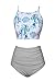 Cupshe Fashion Women's Floral Top Stripe Bottom Padding Bikini Set (M), Multicolor