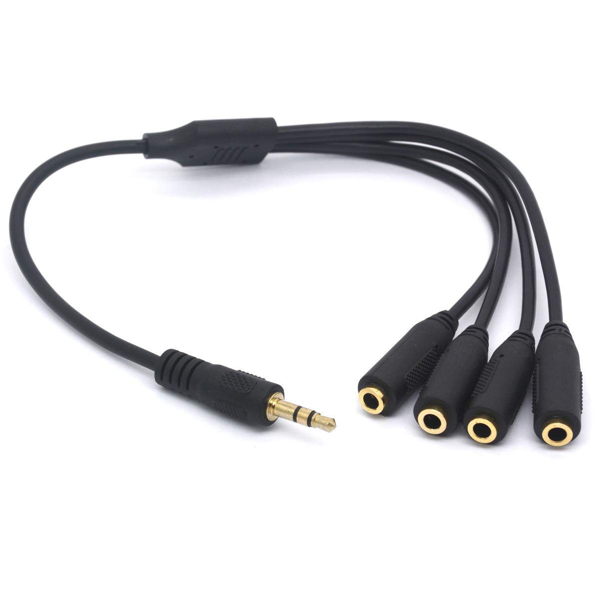 Tomost 4 Way Port 3.5mm Headphone Splitter Cable 3.5 TRS Stereo Jack Earphone Audio Stereo Lead cord for Mobile Phone Tablet Speaker Mic Headset Smartphone