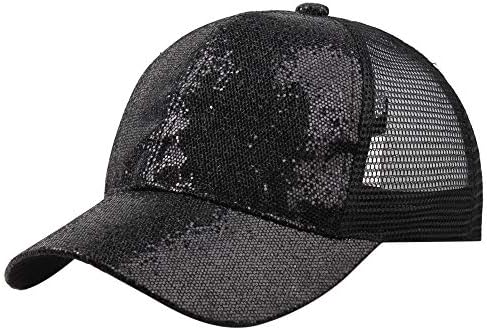 Baseball Hat CieKen Ponytail Baseball Cap 2019 Women Sequins Shiny Messy Bun Snapback Hat Sun Caps