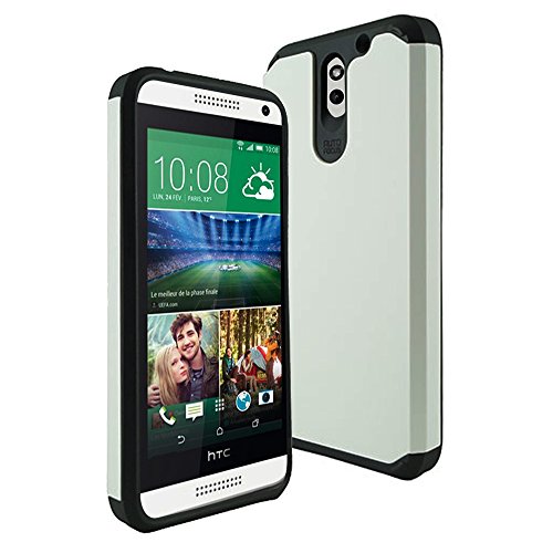 HTC Desire 610 Case, Kuteck Slim Thin Dual Layer Armor Protector Case Cover for HTC Desire 610, Bonus 1x Stylus Pen (Black/White)