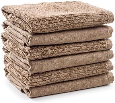 Super Absorbency Large Kitchen Towels-Thick Terry Stitches to Absorb on One Half, Flat Woven Stitches for Drying on the Other -100% Natural Cotton - Exclusively by Aria Luxury Kitchen- 6 Pack!