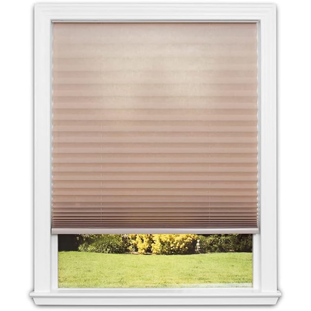 Photo 1 of Redi Shade No Tools Easy Lift Trim-at-Home Cordless Pleated Light Filtering Fabric Shade Natural, 36" W x 64" L, (Fits windows 19"- 36")