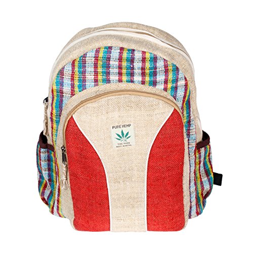 Maha Bodhi All Natural Handmade Multi Pocket Hemp Laptop Backpack - Multi Stripe