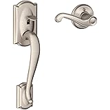 SCHLAGE FE285 CAM 619 FLA RH Camelot Trim Lower Half Front Entry Handleset with Flair Right Hand Lever, Satin Nickel