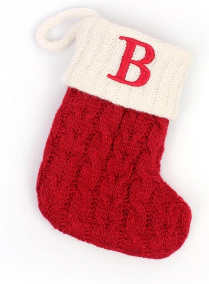 Stockings & Holders - Christmas Stocking with 26 Letter, Initial Embroidered Mini Cute Christmas Stockings Cotton Cord with White Super Soft Plush Cuffs Christmas Decorations, 5.5 * 7.1 in (B)