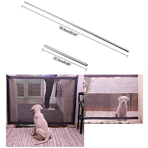 AUOKER Dog Gate, Sturdy Pet Mesh Playpen Fence with 4 Sticking Hook and Retractable Pole - Easy to Store, Protect Dogs - Wide Black PET Dog Fencing Barrier for Indoor Home Use, 45.28 X 24.41 Inch - Thumbnail 2