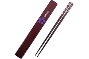 CALLARON Red Cherry Blossom Chopsticks Set with Cherry Blossom Case, Reusable Natural Wood Household Dinner