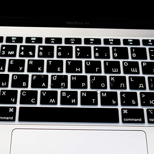 HRH Black Russian Language Silicone Keyboard Cover Skin for MacBook Newest Air 13 Inch 2018 Release A1932 with Retina Display and Touch ID,USA Layout - Thumbnail 5