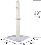 Dimaka 29 Inch Tall Cat Scratching Post Natural Sisal Plush 5 Color Grey view 3