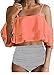SeeWorld Women's High Waisted Bathing Suit Off Shoulder Layer Ruffle Flounce Bikini Set