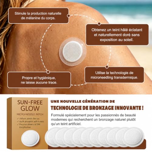 20 Pieces Sun Free Glow Patch Self-Tanning Microdarts, Sun-Free Glow Patches, Natural Sunless Bronzing, Suitable for All Skin Types (2 Boxes)