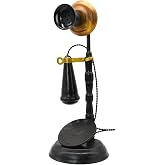 Vintage Iron Candlestick Telephone Decor – Retro Classic Phone Model with Receiver – 12.6” Height – Antique Style Home Office Desk Decoration