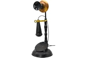 OWLGIFT Vintage Iron Candlestick Telephone Decor – Retro Classic Phone Model with Receiver – 12.6” Height – Antique Style Home Office Desk Decoration