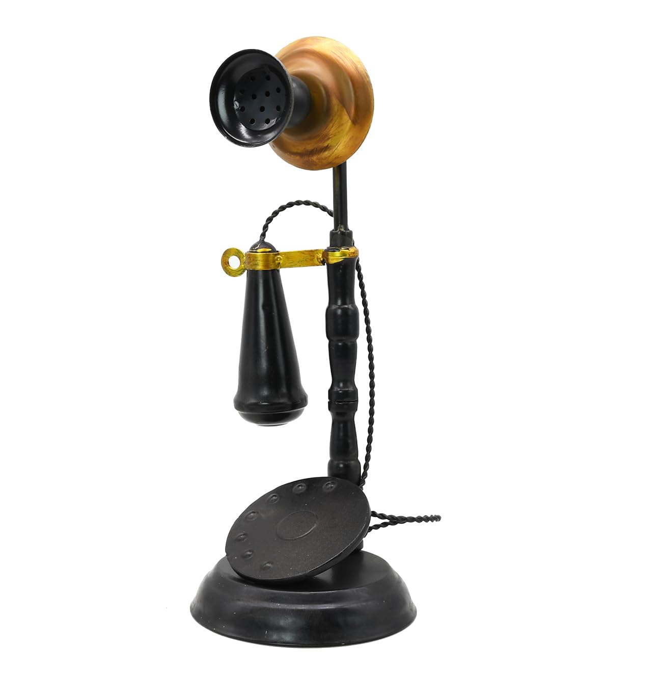 Vintage Iron Candlestick Telephone Decor – Retro Classic Phone Model with Receiver – 12.6” Height – Antique Style Home Office Desk Decoration