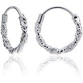 Hoops & Loops Sterling Silver 1.8mm Thick Twist Endless Hoop Earrings, 10mm, 12mm, 15mm