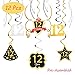 LINGTEER Happy 12th Birthday Decorations,12th Birthday Black with Gold Swirls Hanging Streamer Kit,Cheers to Twelve Years Old Bday Foil Party Photo Decorations Supplies.
