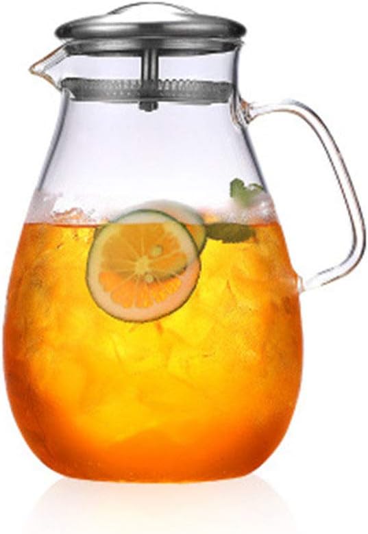 2.0 liter 70 oz jar with lid ice teapot pitcher kettle hot water cold tea ice tea coffee milk and juice drink bottle kettle
