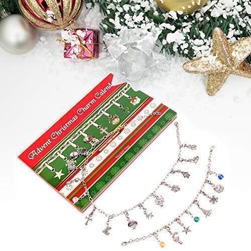 Advent Calendar Charm Bracelet Necklace DIY 22 Charms Set Fashion Jewelry Advent Calendars for Kids Toy