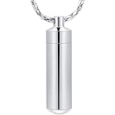 Imrsanl Cremation Jewelry for Ashes Pendant Urn Necklace Cylinder with Glass Vial Keepsake Ashes Memorial Jewelry