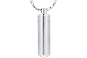 Imrsanl Cremation Jewelry for Ashes Pendant Urn Necklace Cylinder with Glass Vial Keepsake Ashes Memorial Jewelry