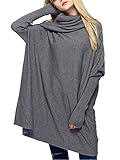 Womens Turtleneck Knit Long Batwing Sleeve Oversized Loose Pullover Sweaters