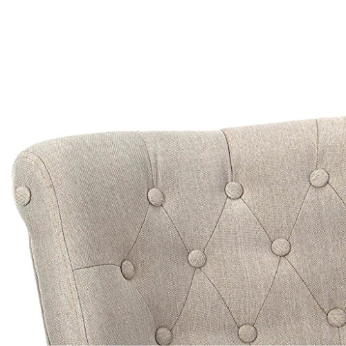 Unfade Memory French Chair Modern Accent Slipper Chairs for Living Room, Bedroom Fabric (Cream)