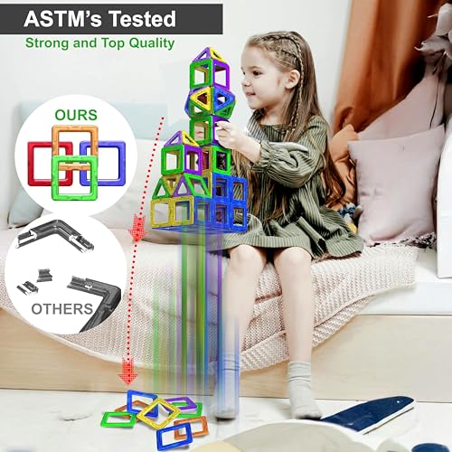Desire Deluxe Magnetic Building Blocks Toy - Magnetic Educational Stem Blocks for Kids, Montessori Sensory Creative Learning for Babies and Toddlers 3+ Years Old - 94 Pieces