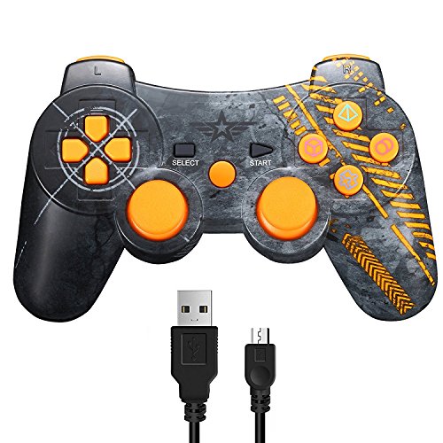 Wireless Controller for PS3, Dual Vibration Sixaxis Game Remote Control Customized Gamepad for Sony Playstation 3 PS3, Charge Cable Included - Warfare Edition Wireless Controller for PS3, Dual Vibration Sixaxis Game Remote Control Customized Gamepad for Sony Playstation 3 PS3, Charge Cable Included - Warfare Edition