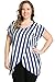 My Yuccie Women's Scoopneck Stripe Blouses Cross Tops with Overlay Hem Plus Size