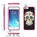 True Color Case Compatible with iPhone 6s Plus Case, Colorful Sugar Skull on Damask HD Printed Hybrid Cover Hard + Soft Slim Durable Protective Shockproof Rubber TPU Bumper - Hot Pink