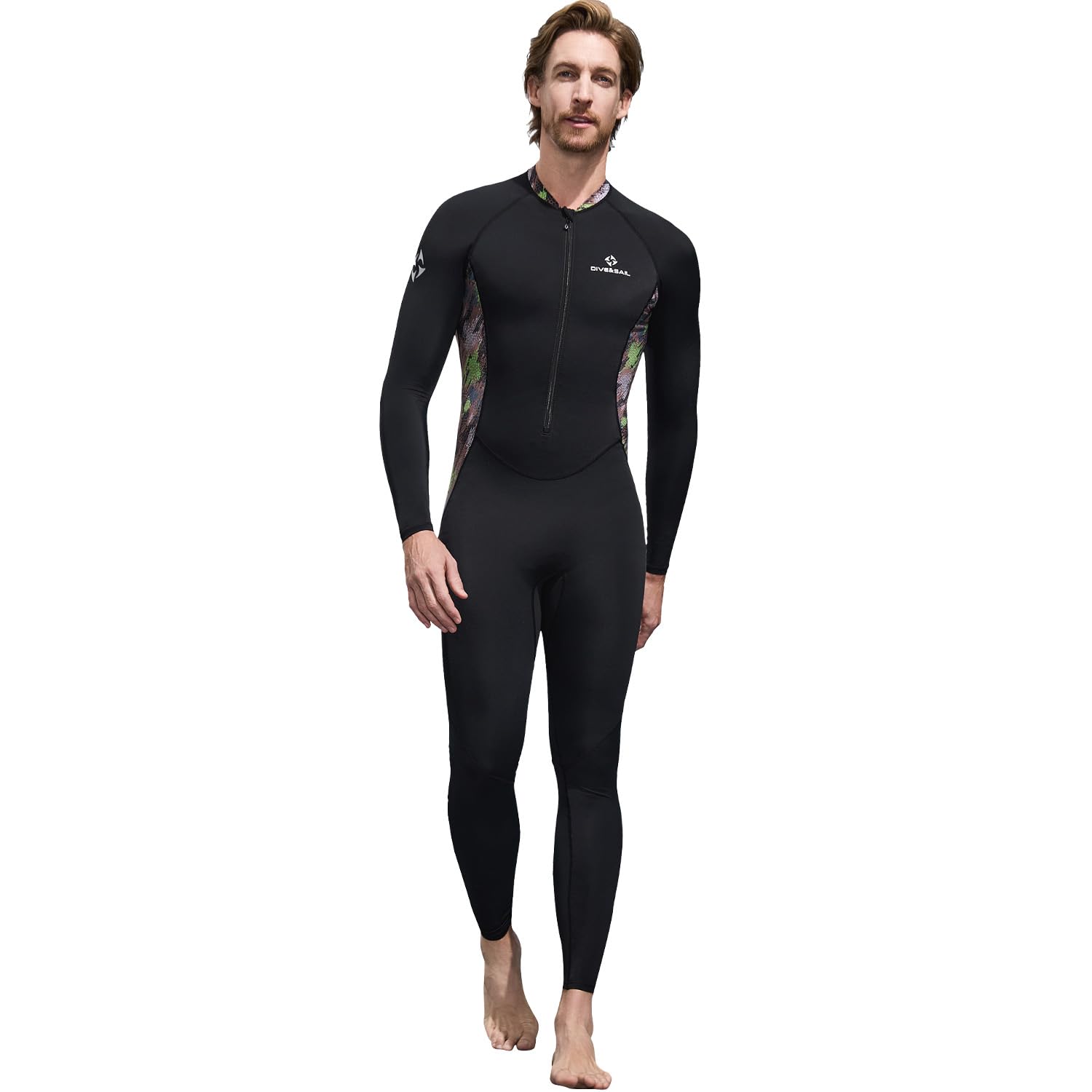 Photo 1 of Dive Skin Full Body for Men Youth Rash Guard Swimsuit Wetsuit Skin Front Zipper UV Protection One Piece Bathing Suit for Diving Surfing Snorkeling Spearfishing Skin 3XL Size