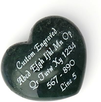 Innovative Surface Art Stone Heart - Agate - Custom Engraved - 40mm - 1.5 inches - Love - Personalized - Choose Your Color (Moss Agate)