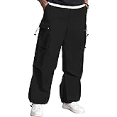 Men's Baggy Cargo Pants Vintage Casual Drawstring Parachute Pant Loose Fit Jogger Streetwear Pants with Pockets
