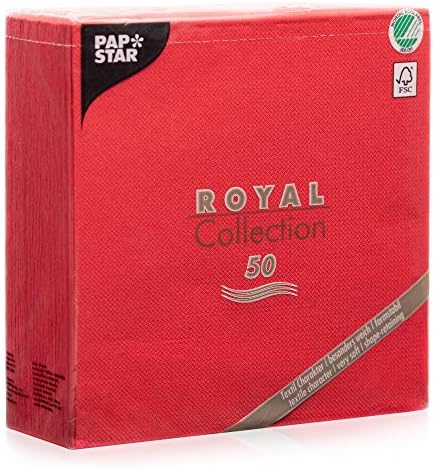 Bright Red Linen-Feel Large Square Napkins Dinner Size 3-Ply 50 Count | Decorative Disposable Colored Dinner Paper Napkins 16 x 16 Inch - Made In Germany