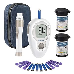 Blood Sugar Testing Kit, Blood Glucose Sugar Monitor, Metene Diabetes Testing Kit, 50 Blood Test Strips, 50 Lancets, 1 Blood Glucose Meter, 1 Lancing Device Case