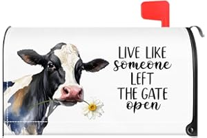 TOUNER Live Like Someone Left The Gate Open Mailbox Covers, Funny Cow Magnetic Letter Box Wrap, Cow Post Letter Box Decor for Outdoor Garden Yard Farmhouse Country, Mailbox Decor Gifts for Friends