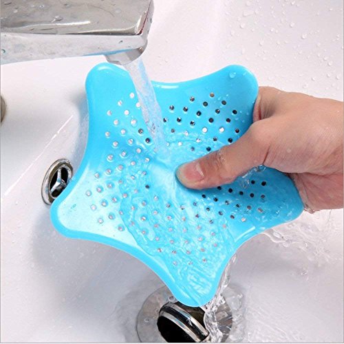 Awekris Shower Drain Hair Catcher, Hair Stopper for Bathroom Bathtub and Kitchen, Rubber Sink Strainer,White & Blue Starfish Shaped (4 Pack) - Thumbnail 3