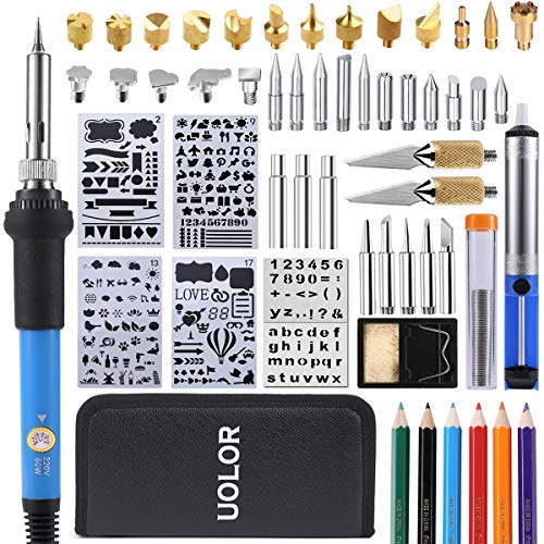 Wood Burning Kit, Uolor 54Pcs 2 in 1 Pyrography Wood Burner with Soldering Iron Accessories, Adjustable Temperature Woodburning Pen, Various Embossing/Carving/Soldering Tips - Thumbnail 7