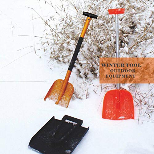 Jolitac Snow Shovel Sturdy Aluminum Lightweight Utility Winter Snow Removal Tools for Car, Camping and Outdoors Emergency, Collapsible Portable Snow Pusher (Gold) - Thumbnail 5