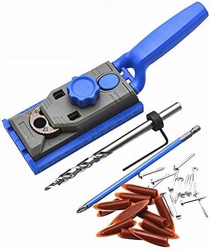 Center Punch Pocket Hole Master System Marking Tool Drilling Jig Dowel Pilot Woodworking Guide(Blue)