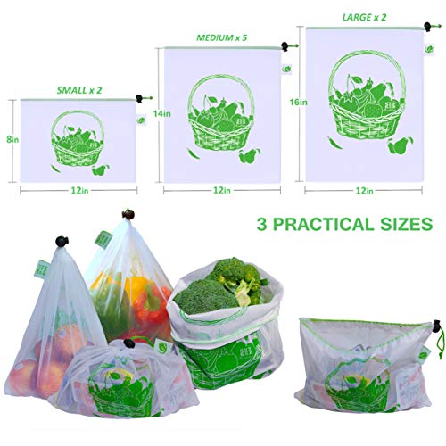 Reusable Produce Bag,BB Brotrade See Through 9 Packs Washable Premium