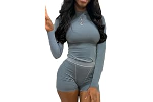 ZFLM Casual Workout Two Piece Outfits for Women Crew Neck Ribbed Long Sleeved High Waist pants Matching Sets Streetwear