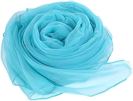CutieTell Chiffon Silk Scarves |Thin Oversized UV Protection Four Seasons GM Blue One Size