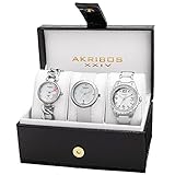 Akribos XXIV Women's AK887SS Quartz Diamonds Bracelet and Strap Watches Set