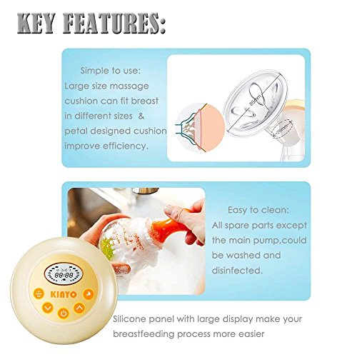 Hermano KINYO Double Electric Breast Pump Portable Breastfeeding Milk Pump with LCD Screen Automatic Massage Function Bpa Free