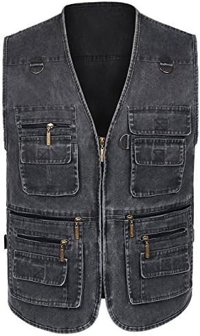 Alipolo Men's Pockets Mutifunctional Fishing Photography Vest Black XX-Large