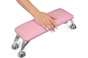 MERTERFLY Arm Rest for Nails Tech, Easy Clean Nail Arm Rest, Reduce Back Pain Hand Rest for Nails Tech, Sturdy Support Armrest for Nails Fits UV LED Nail Lamp Underneath, Salon & Home Use (Pink)